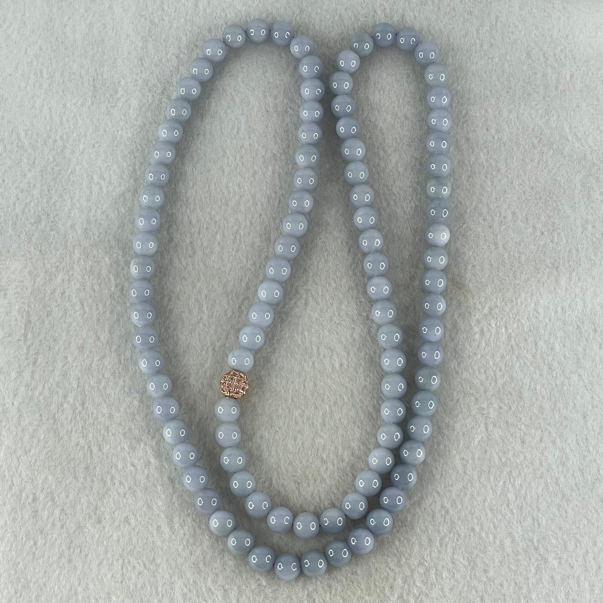 Type A Full Lavender Jadeite Beads Necklace 58.26g 66cm 7.0mm 98 Beads - Huangs Jadeite and Jewelry Pte Ltd
