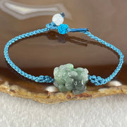 Type A Blueish Green with Wuji Black Grey Piao Hua Jadeite Male Pixiu String Bracelet 3.82g 15cm 17.7 by 13.2 by 9.6mm - Huangs Jadeite and Jewelry Pte Ltd
