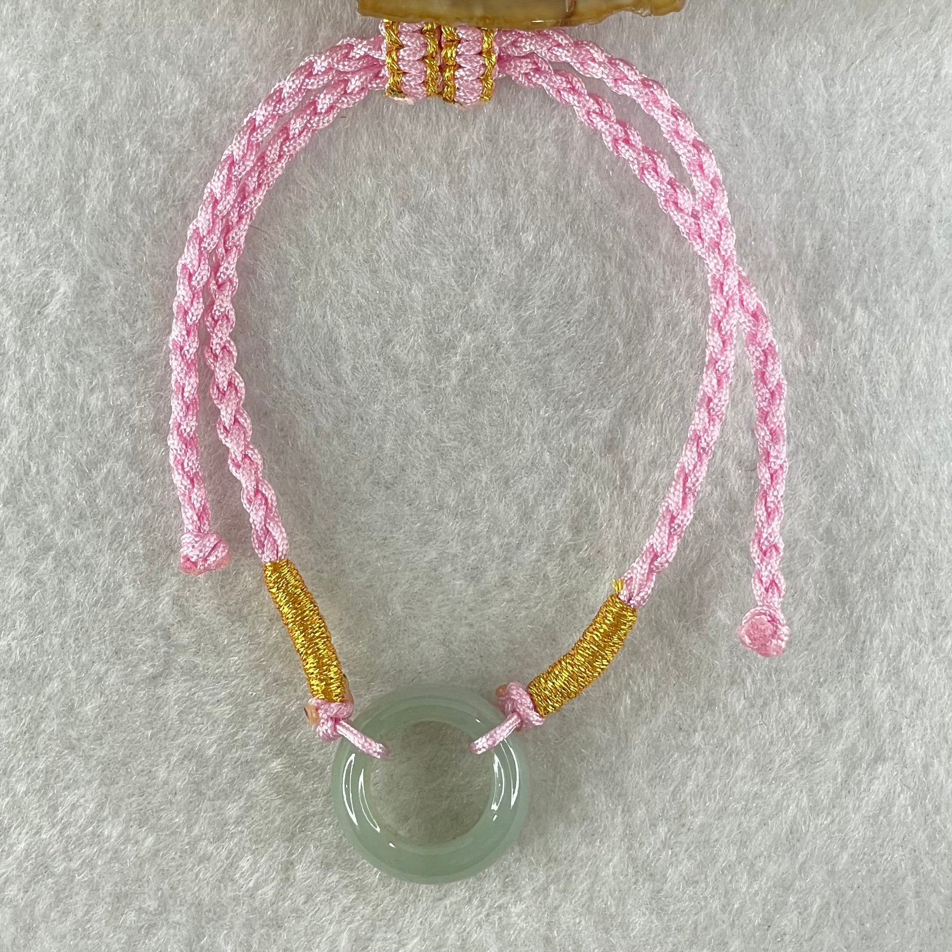Type A Blueish Green Jadeite Ping An Kou Donut With String Bracelet 2.55g 15.1 by 6.2mm - Huangs Jadeite and Jewelry Pte Ltd