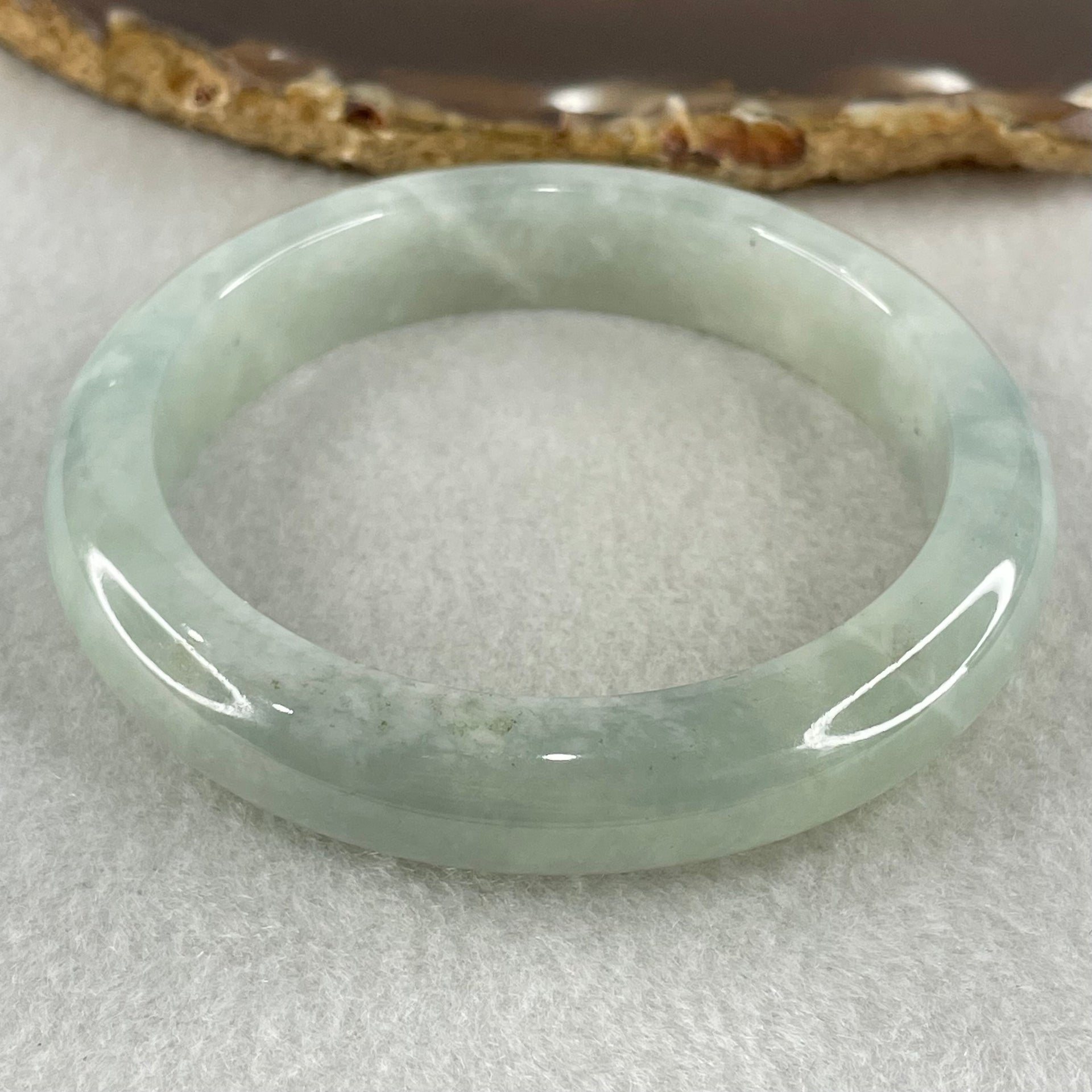 Type A Light Green with Lavender Jadeite Bangle 57.78g Inner Diameter 57.4mm 12.3 by 9.2mm (Internal Lines) - Huangs Jadeite and Jewelry Pte Ltd