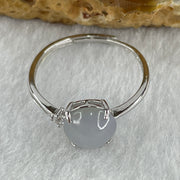 Natural Type A Semi Icy Faint Lavender Jadeite Round Shape Cabouchon in S925 Silver Ring (Adjustable Size) 1.33g 7.7 by 4.5mm - Huangs Jadeite and Jewelry Pte Ltd