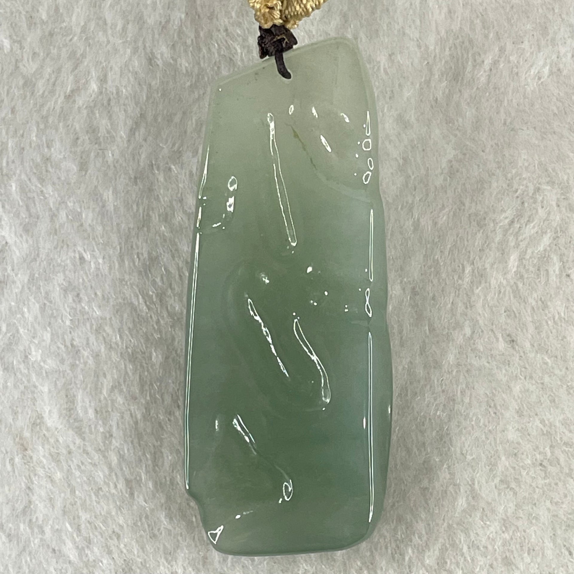 Type A Semi Icy Blueish Green Jadeite Gui Ren Benefactor Pendant 17.27g 48.5 by 19.6 by 7.7mm - Huangs Jadeite and Jewelry Pte Ltd