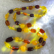 Natural Mixed Color Amber Beads Necklaces 18.16g 60cm 18.8 by 10.2 by 4.8mm, 11.2 by 7.1 by 5.5mm 35pcs - Huangs Jadeite and Jewelry Pte Ltd