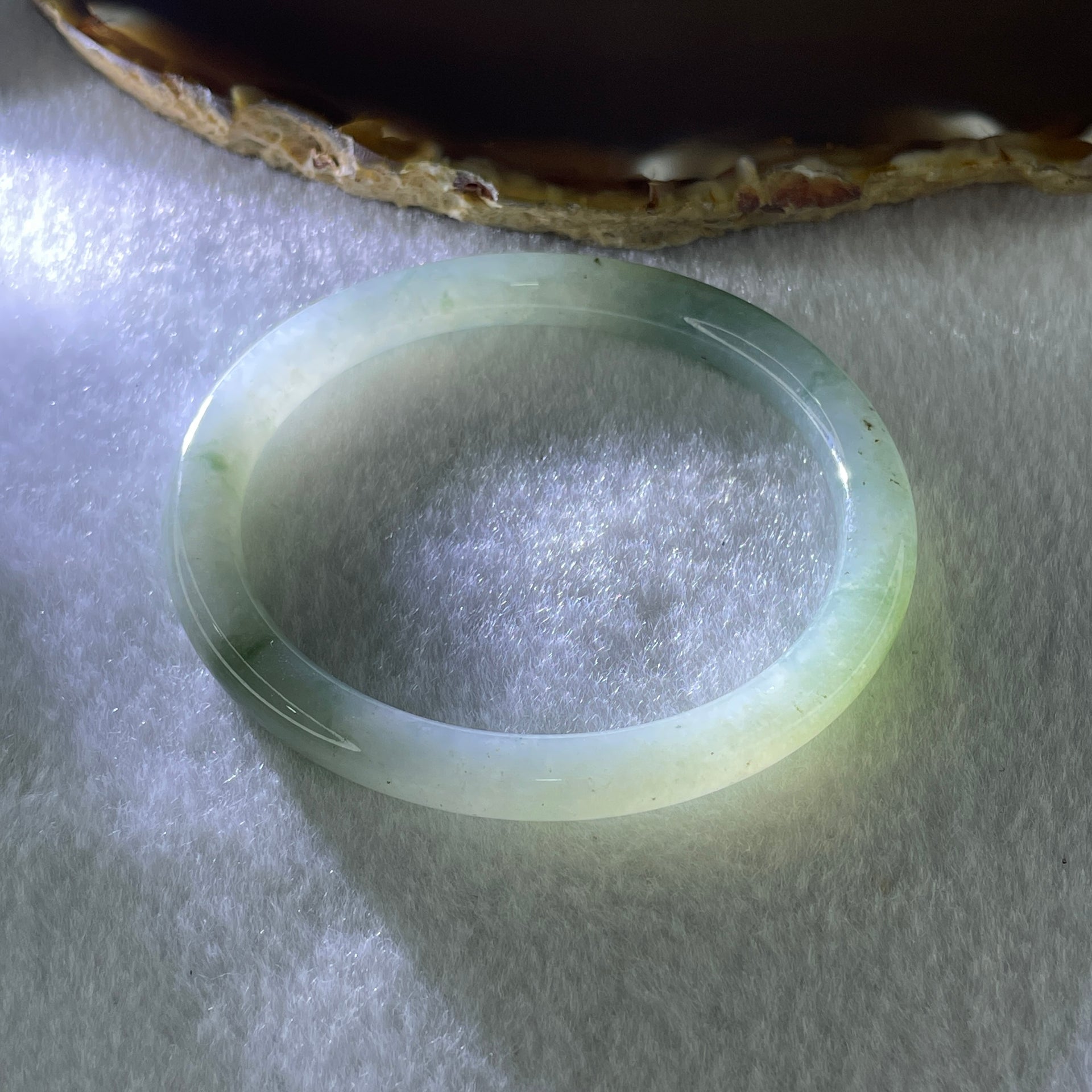 Natural Type A Jelly Light Green Jadeite Oval Bangle 22.10g Inner Diameter 53.8mm 6.3 by 7.1mm (Slight Internal Lines) - Huangs Jadeite and Jewelry Pte Ltd