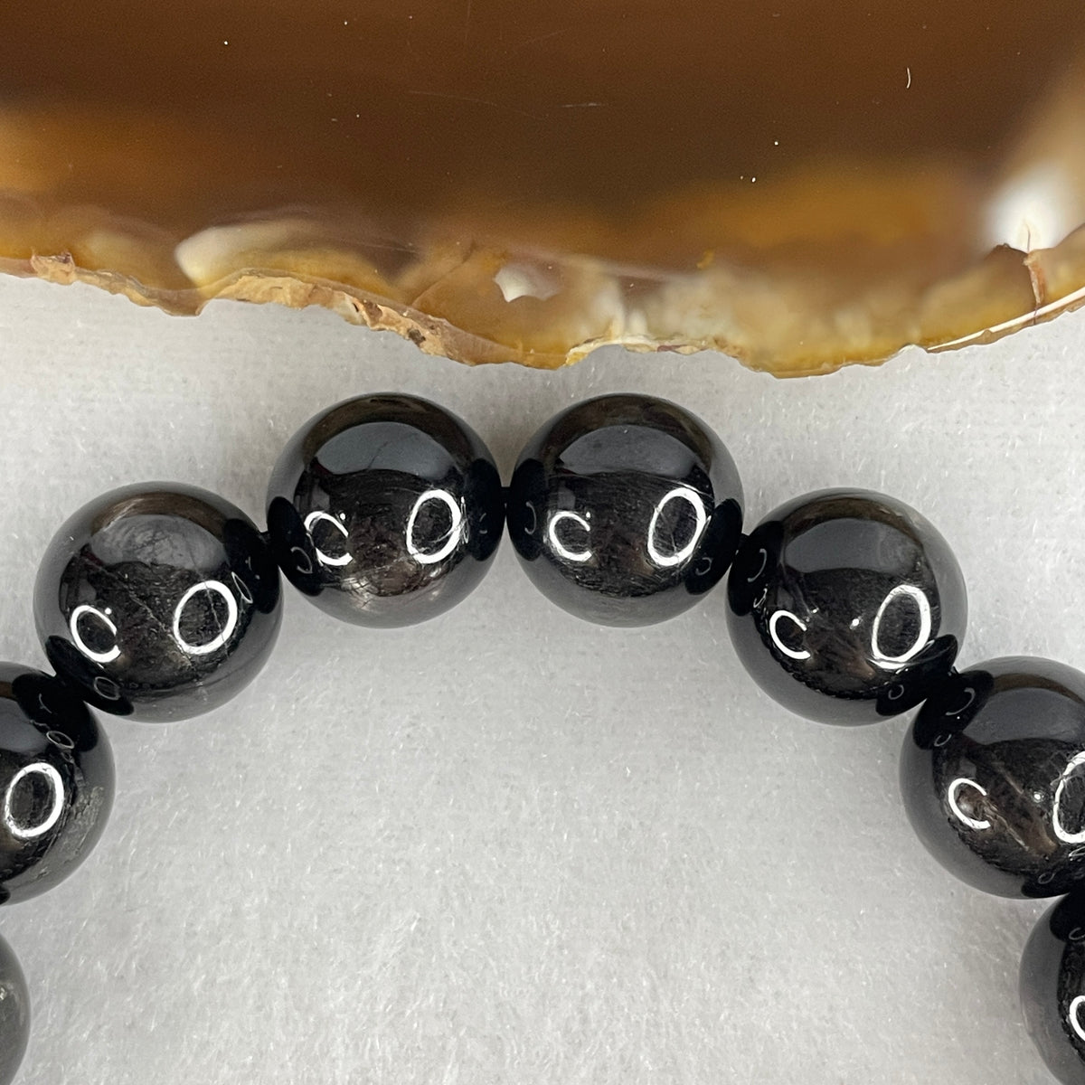 Certified Good Grade Natural Black Hypersthene Enstatite Beads Bracelet | 17cm Executive Strand of 17 Matched 12.6mm Statement Beads (58.85g | Metallic Silver Schiller Sheen | "Velvet Labradorite" Shielding & Laser Focus)