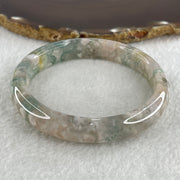 Natural Icy Green with White Flower Agate Bangle 39.69g Internal Diameter 61.3mm 11.8 by 7.7mm (Perfect) - Huangs Jadeite and Jewelry Pte Ltd