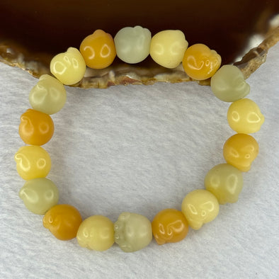 Natural Mixed Color Bodhi Beads in Paw Bracelet 21.32g 17.5cm 12.8mm 18 Beads