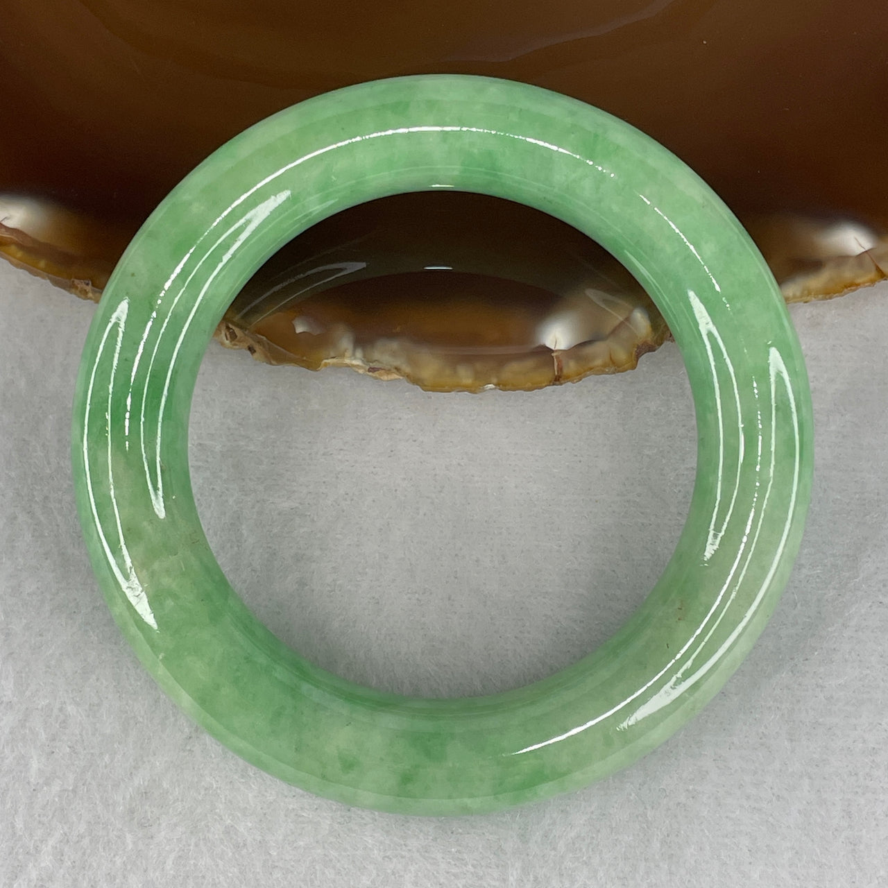 Certified Type A Apple Green Jadeite Full Round Bangle | Untreated Vibrant Ping Guo Lǜ Yuan Bao Fei Cui Bangle (72.03g | Inner Diameter 51.2mm | 12.0 x 11.5mm) (Very Very Slight Internal Line)