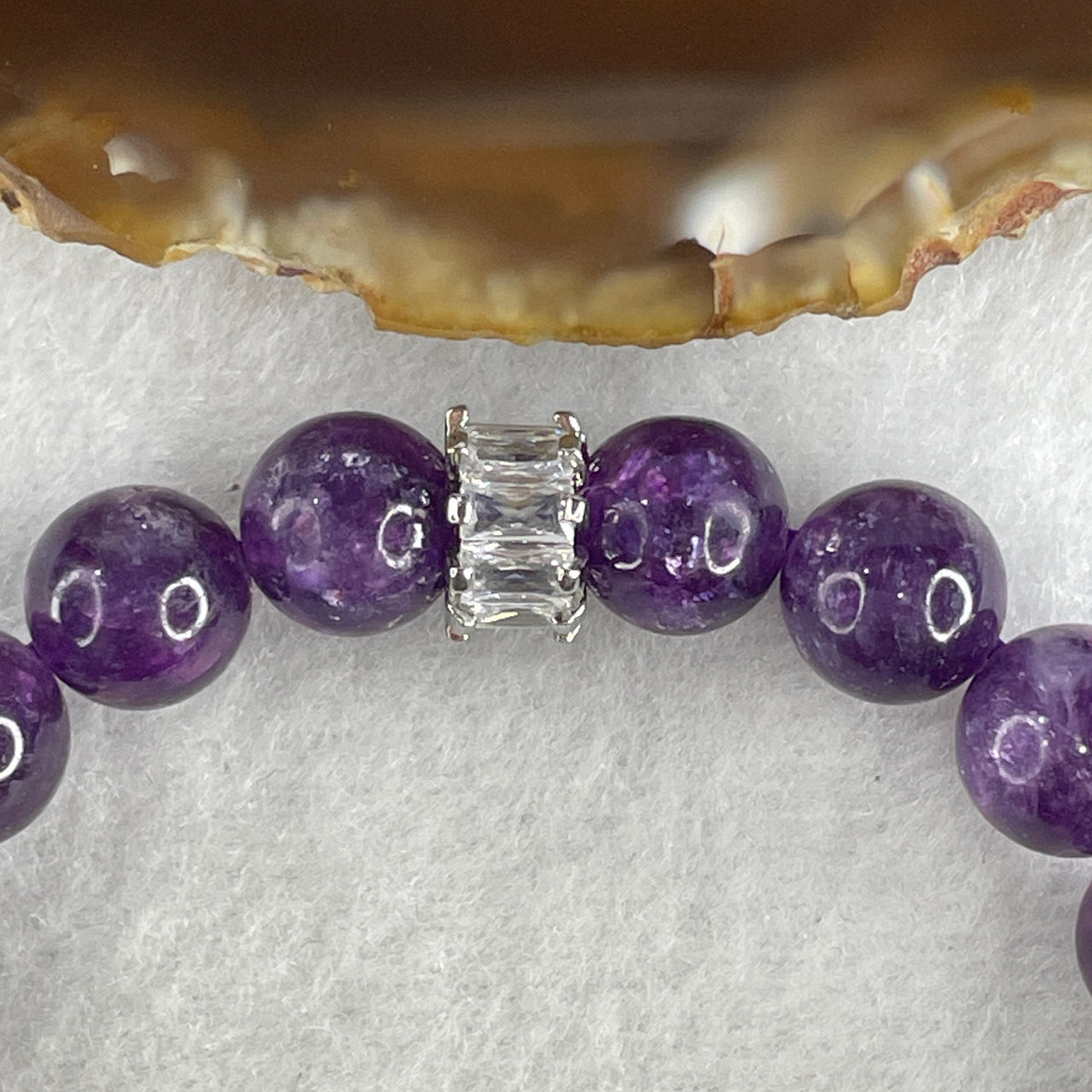 Certified Natural Purple Mica Jade Beads Bracelet 28.95g 15cm 10.3mm 18Beads - Huangs Jadeite and Jewelry Pte Ltd