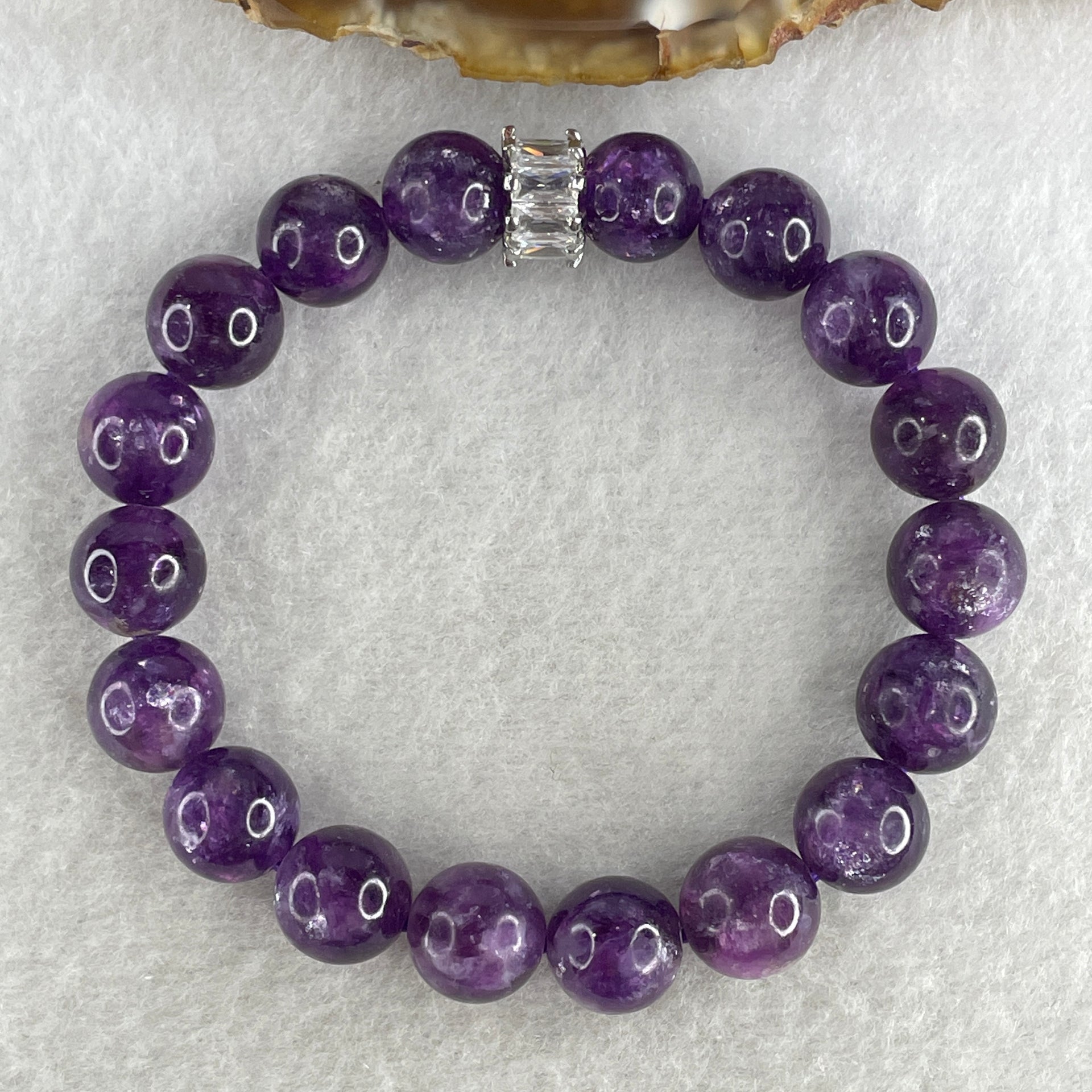 Certified Natural Purple Mica Jade Beads Bracelet 28.95g 15cm 10.3mm 18Beads - Huangs Jadeite and Jewelry Pte Ltd