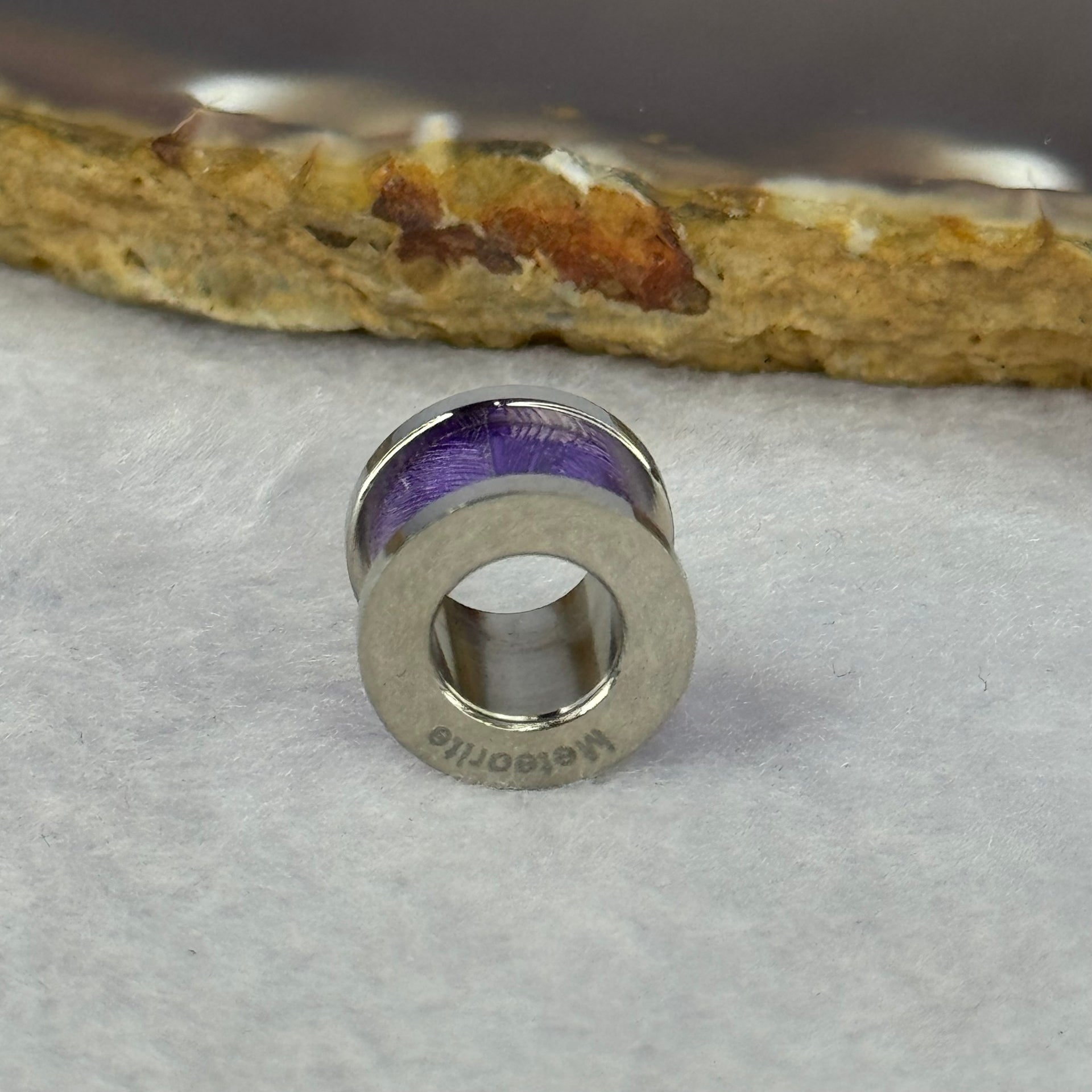 12.0mm Meteorite in Titanium Pendent / Charm (Purple Color) 2.65g 9.0 by 12.6mm - Huangs Jadeite and Jewelry Pte Ltd