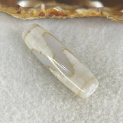 Natural Powerful Tibetan Old Oily White Agate Tiger Tooth Daluo Dzi Bead Heavenly Master (Tian Zhu) 9.21g 39.3 by 12.0mm - Huangs Jadeite and Jewelry Pte Ltd