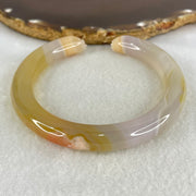 Natural Yellowish Pink Agate Heart Shape And Hands Bangle Internal Dimeter 58.6mm 39.03g 9.9 by 9.9mm - Huangs Jadeite and Jewelry Pte Ltd