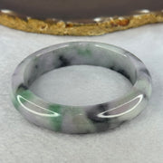 Type A Deep Lavender with Green and Grey Patches Jadeite Bangle 57.0mm 67.76g 14.0 by 9.1mm (Slight Internal Line) - Huangs Jadeite and Jewelry Pte Ltd
