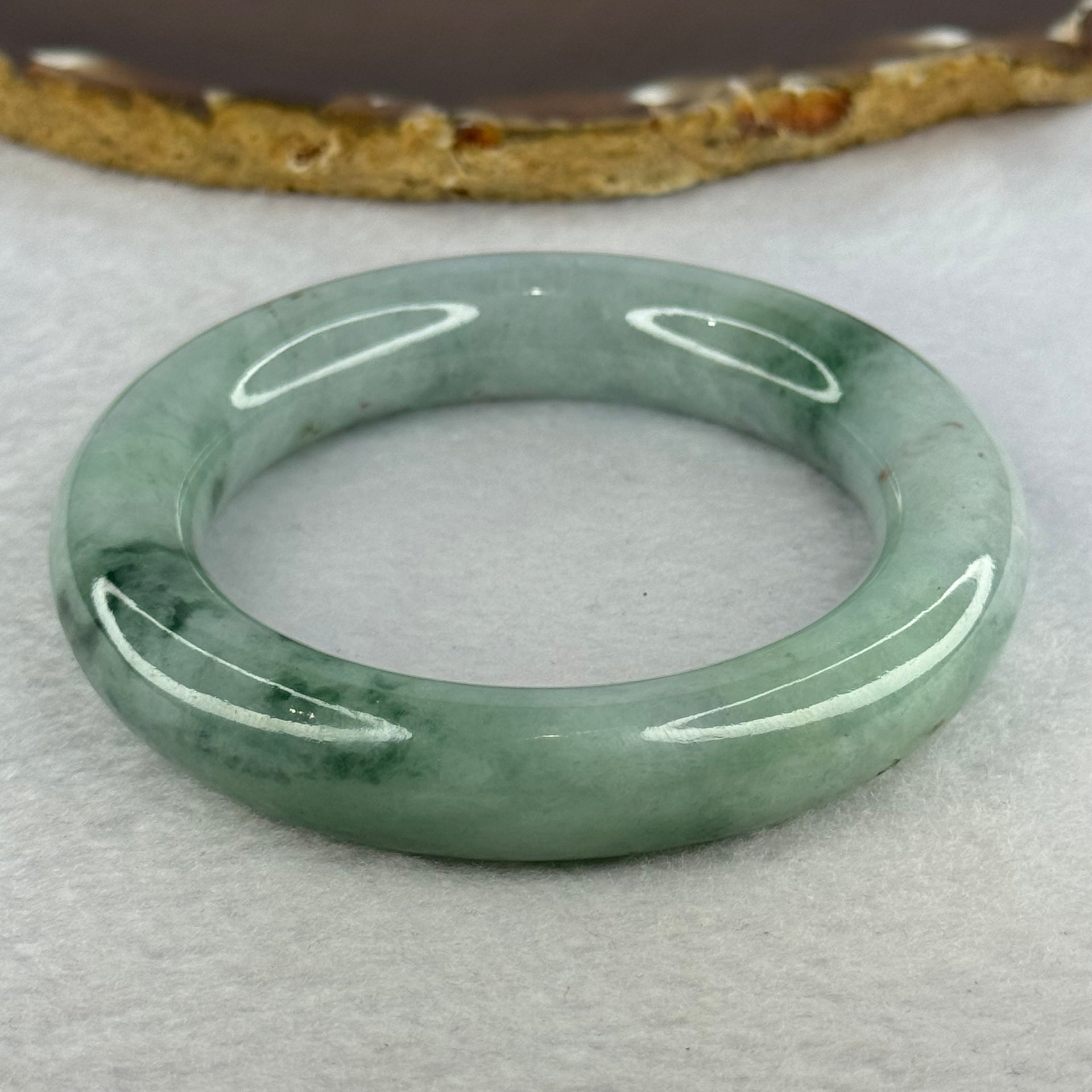 Type A Green with Blueish Green Piao Hua Jadeite Bangle Internal Diameter 54.7mm 90.87g 13.4 by 12.4mm (Very Slight External Rough) - Huangs Jadeite and Jewelry Pte Ltd