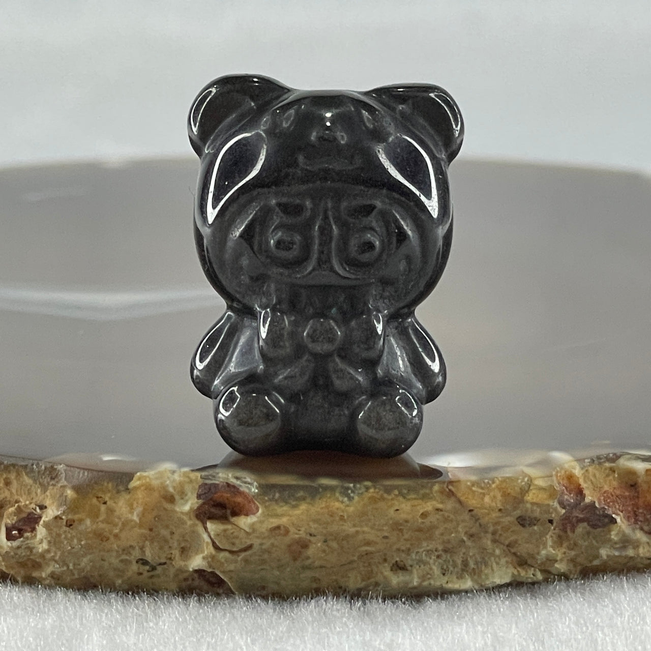 Black Obsidian Labubu Charm Display 15.10g 28.6 by 21.9 by 19.5mm - Huangs Jadeite and Jewelry Pte Ltd