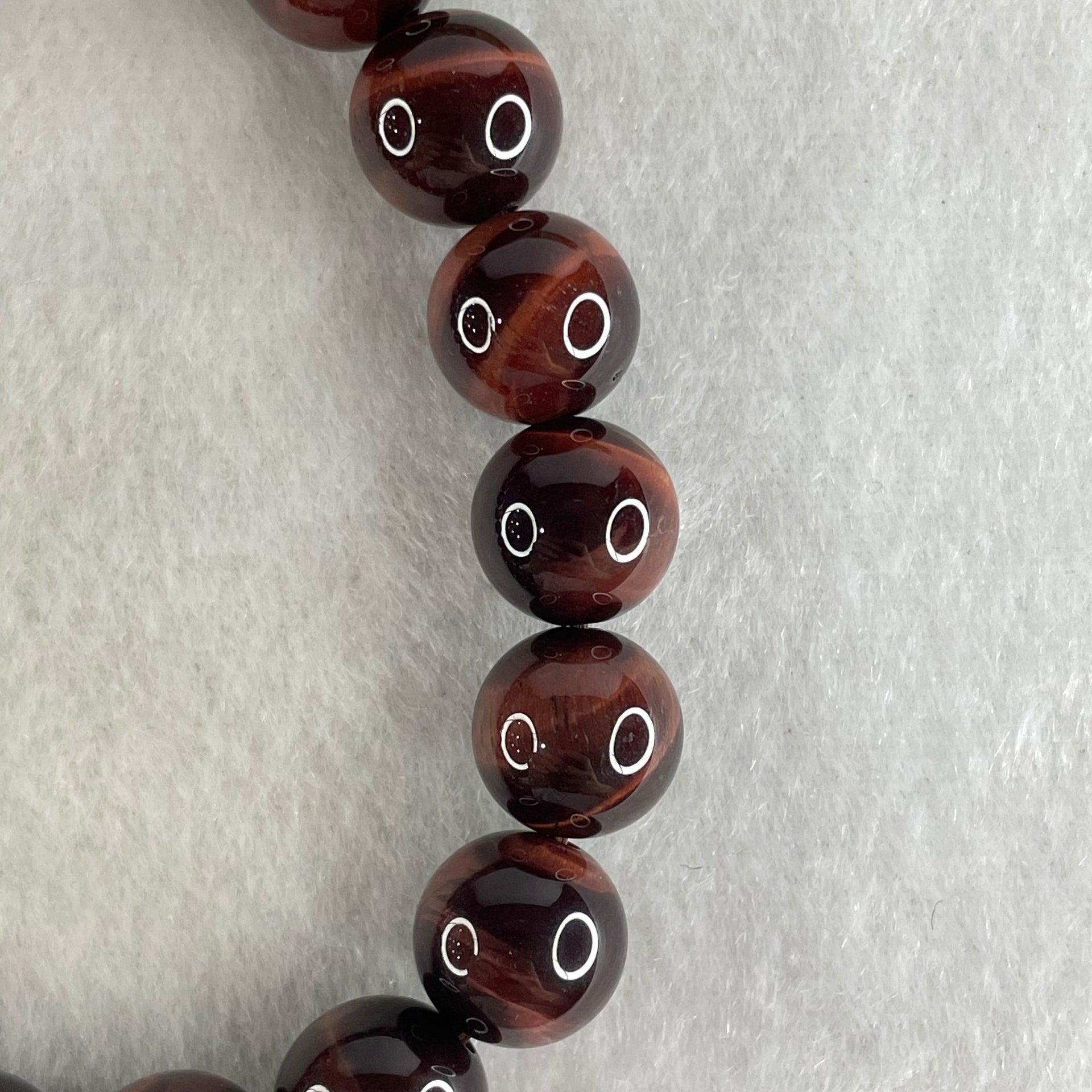 Natural Red Tiger's Eye Quartz Beads Bracelet 28.99g 16cm 10.3mm 19 Beads - Huangs Jadeite and Jewelry Pte Ltd