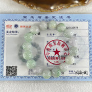 Type A Light Green with Slight Light Lavender Jadeite Beads Bracelet 48.08g 15cm 12.2mm 16 Beads - Huangs Jadeite and Jewelry Pte Ltd