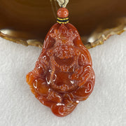 Type A Brownish Red Jadeite Jambhala Pendant 50.23g 63.6 by 45.6 by 1.5mm - Huangs Jadeite and Jewelry Pte Ltd