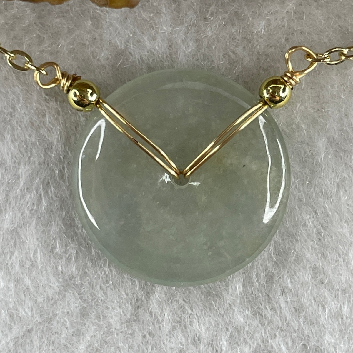 Natural Type A Icy Light Green Jadeite Ping An Kou Pendant | 19mm Translucent Jade Peace Disc Talisman with 58cm Adjustable Necklace (5.19g | 19.3 x 3.6mm) - Huangs Jadeite and Jewelry Pte Ltd