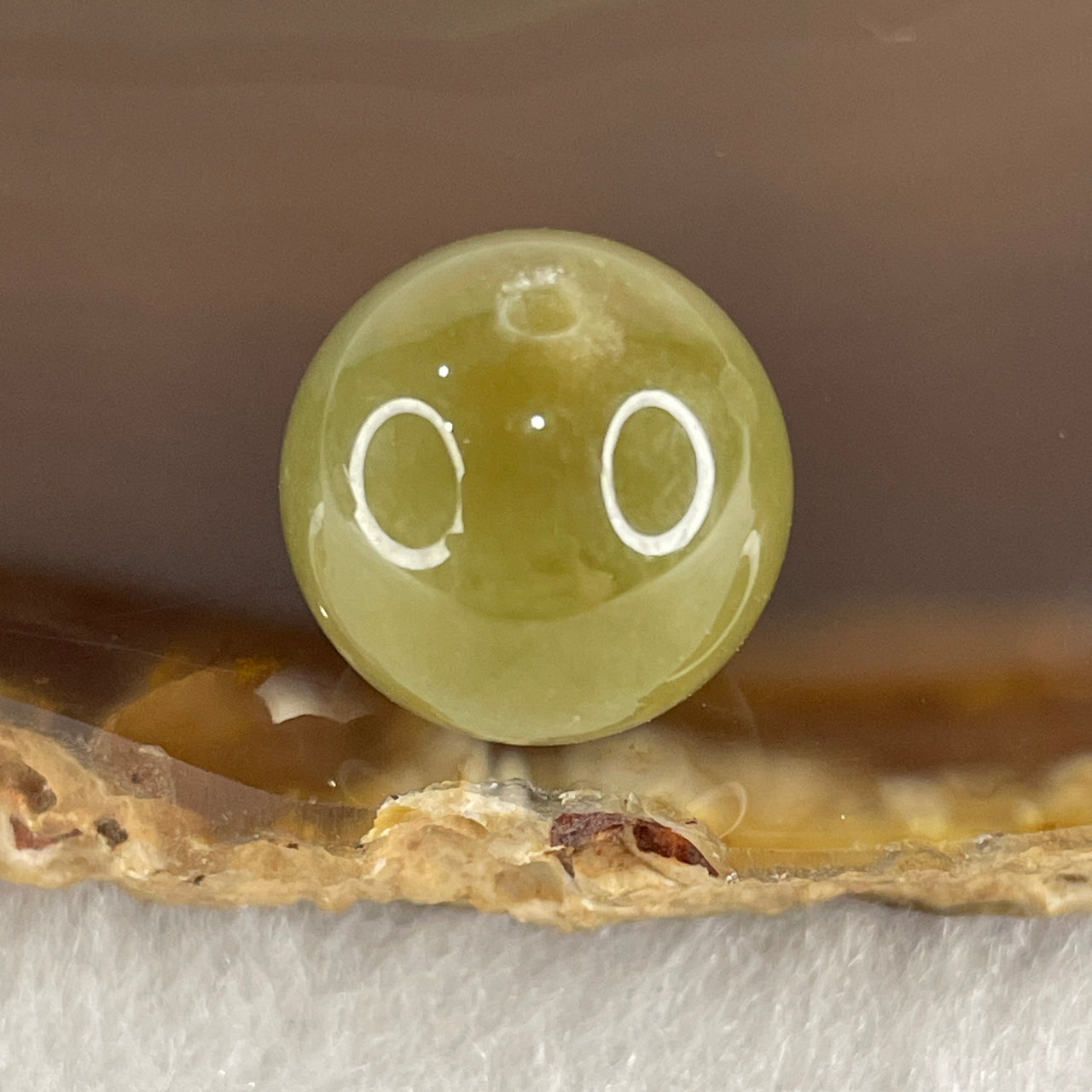 Natural Type A Yellowish Green Jadeite Bead Charm 4.49g 13.8mm - Huangs Jadeite and Jewelry Pte Ltd
