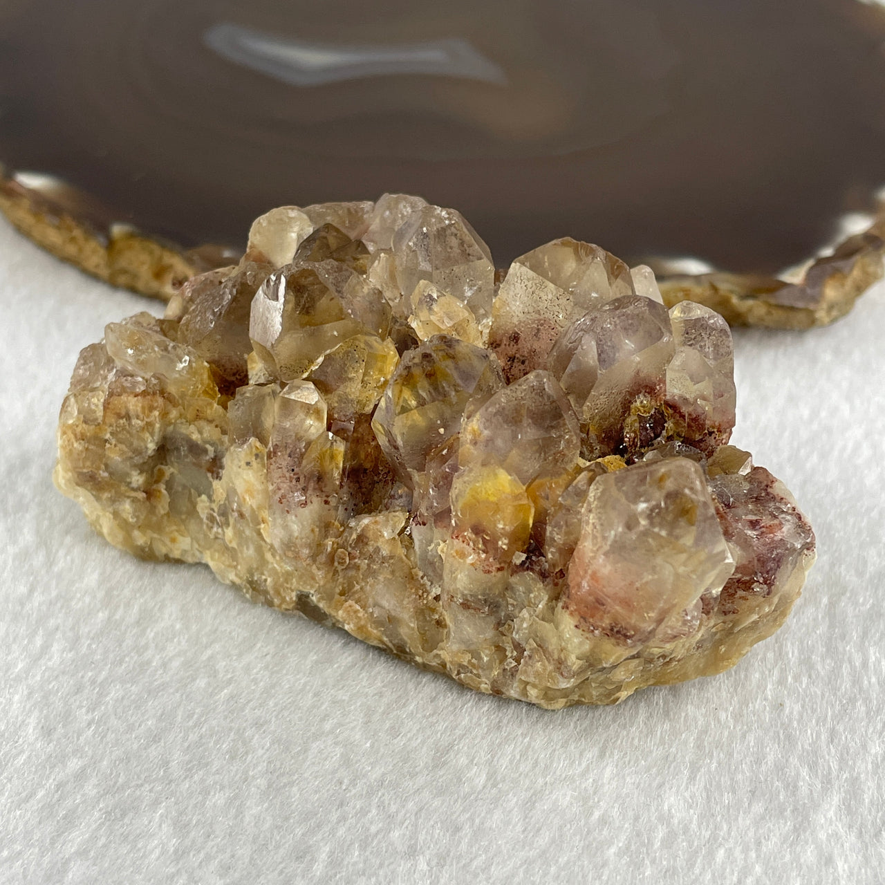 Natural Clear with Red and Yellow Phantom Quartz Fragment Display 162.79g 77.0 by 45.5 by 40.2mm