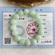 Type A Light Green Jadeite Beads Bracelet 55.52g 16cm 12.7mm 16 Beads - Huangs Jadeite and Jewelry Pte Ltd