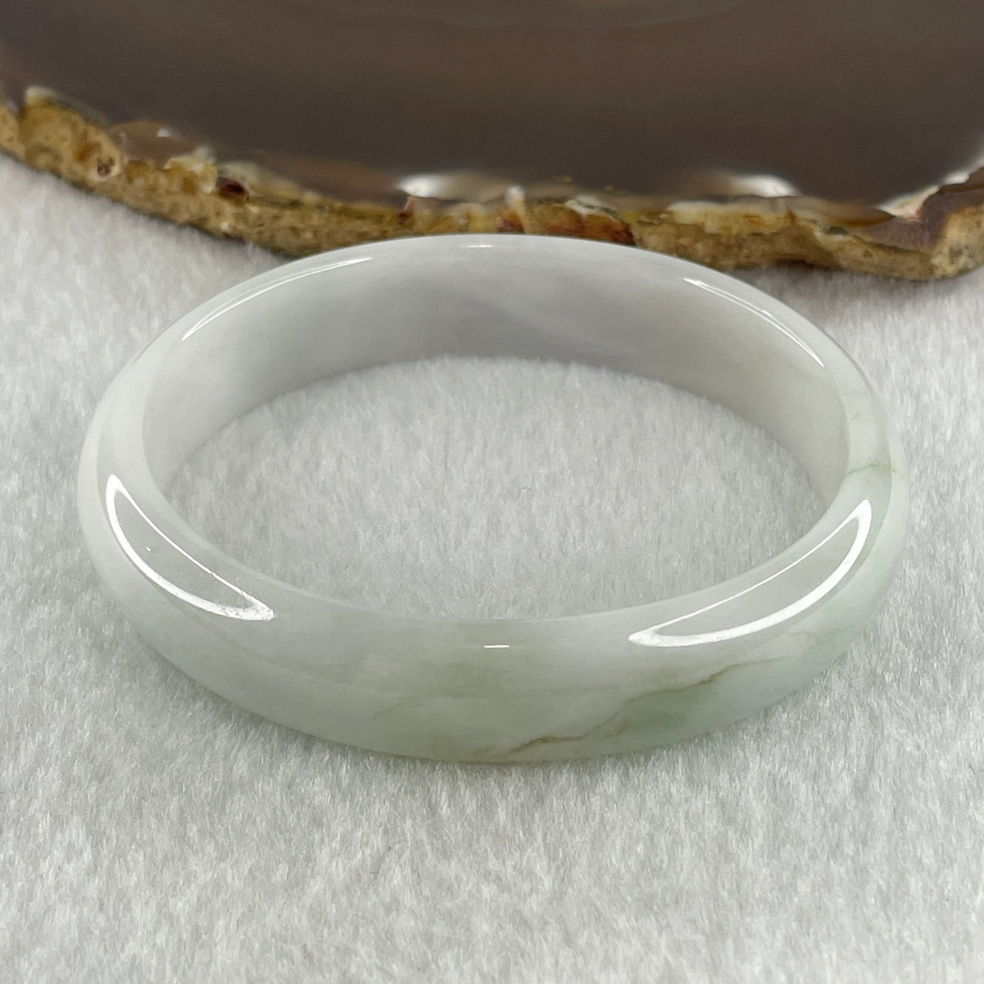 Natural Type A Faint Green Faint Lavender Jadeite Oval Bangle 37.24g Inner Diameter 56.6mm 12.7 by 6.4mm (Very Very Slight Internal Lines) - Huangs Jadeite and Jewelry Pte Ltd