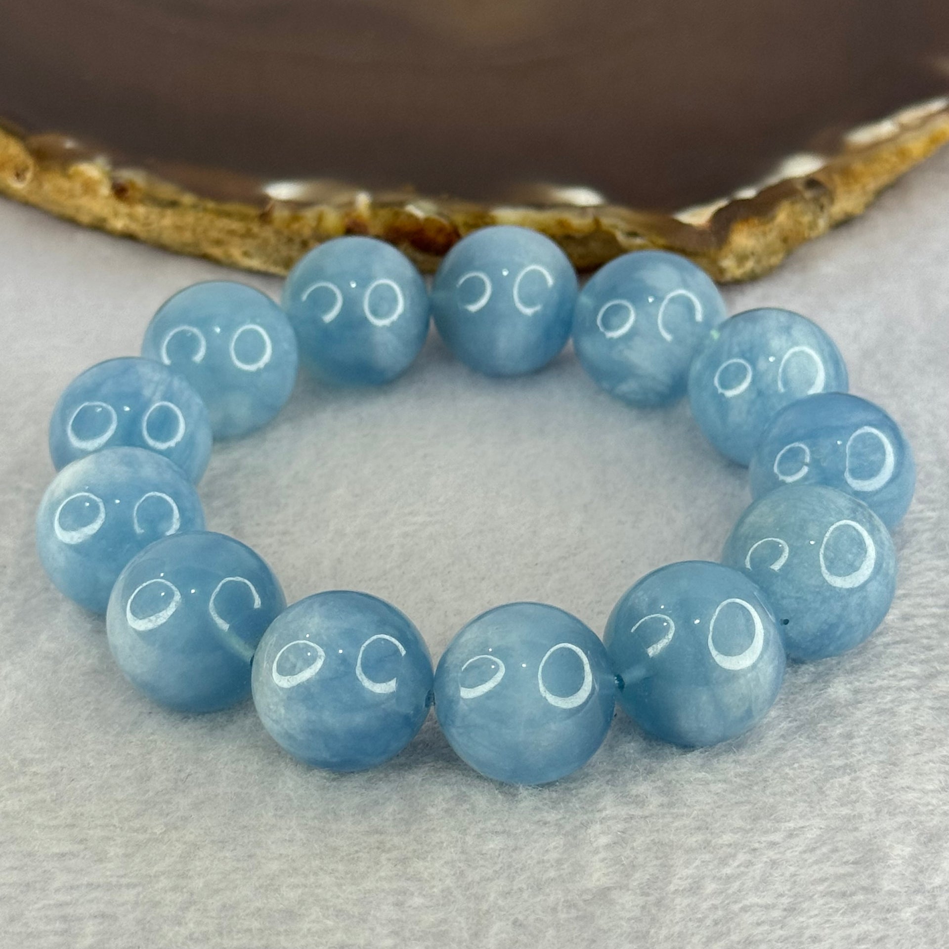 Natural Aquamarine Beads Bracelet 77.27g 18cm 16.3mm by 13 Beads - Huangs Jadeite and Jewelry Pte Ltd