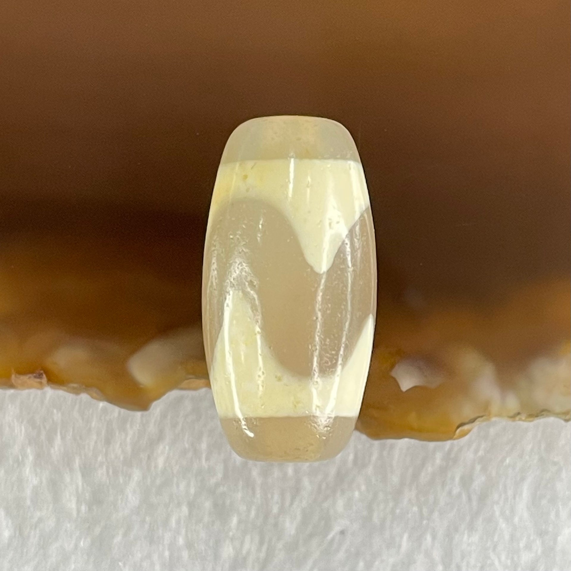 Natural Powerful Tibetan Old Oily Agate Tiger Tooth Daluo Dzi Bead Heavenly Master (Tian Zhu) 虎呀天诛 3.07g 20.0 by 10.2mm - Huangs Jadeite and Jewelry Pte Ltd