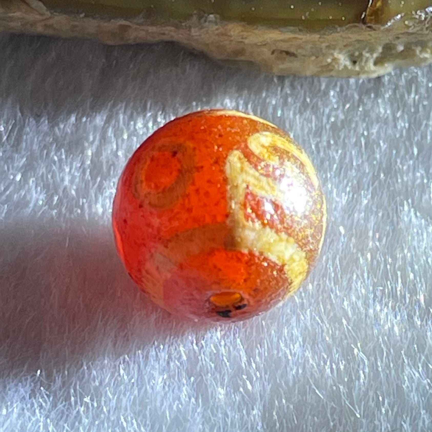 Natural Powerful Tibetan Old Oily Agate 3 Eyed Dharma Vajra Dzi Bead Heavenly Master (Tian Zhu) 三眼金刚杵天珠 1.33g 9.7 by 10.0mm - Huangs Jadeite and Jewelry Pte Ltd
