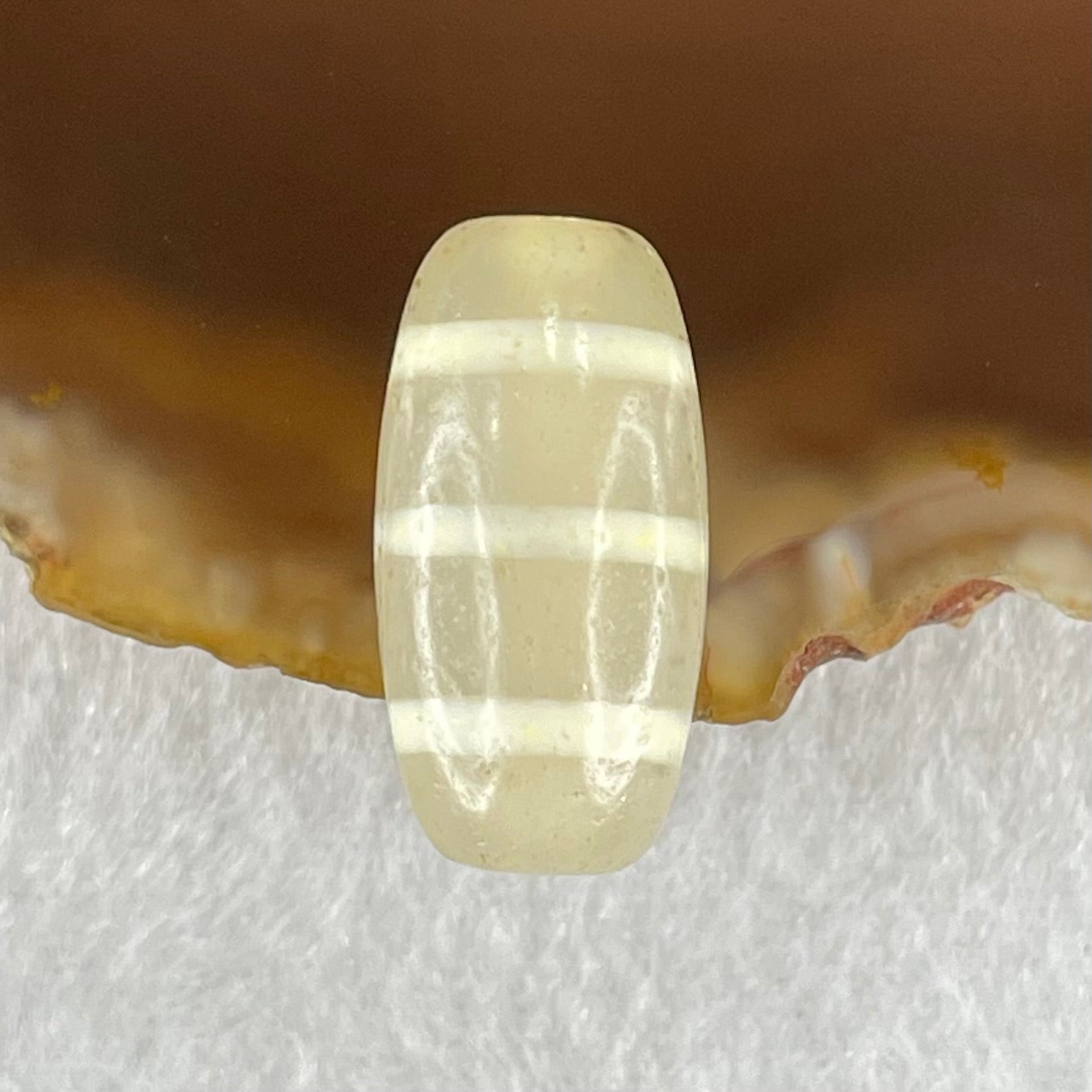 Natural Powerful Tibetan Old Oily Agate 3-Lines Dzi Bead Heavenly Master (Tian Zhu) 三行天诛 2.86g 19.5 by 10.0mm - Huangs Jadeite and Jewelry Pte Ltd