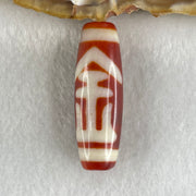 Natural Powerful Tibetan Old Oily Red White Agate One Eye Gold Metal Element Dzi Bead Heavenly Master (Tian Zhu) 一眼金天珠 9.50g 38.2 by 12.8mm - Huangs Jadeite and Jewelry Pte Ltd