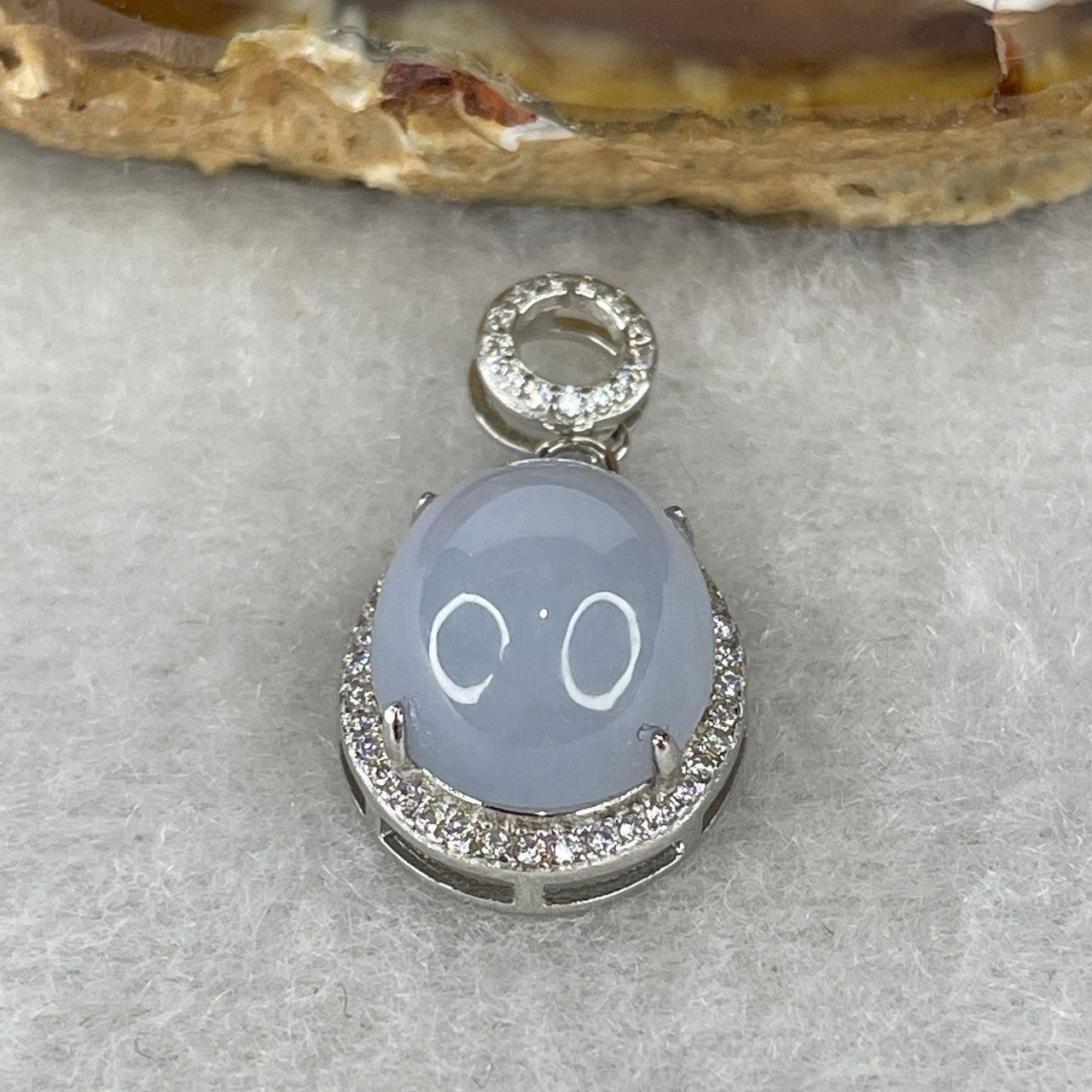 Natural Type A Lavender Jadeite Cabochon Pendant | Premium S925 Sterling Silver Clasp High-Dome Egg-Face Luxury Violet Charm (2.41g 12.0x10.2x7.0mm)