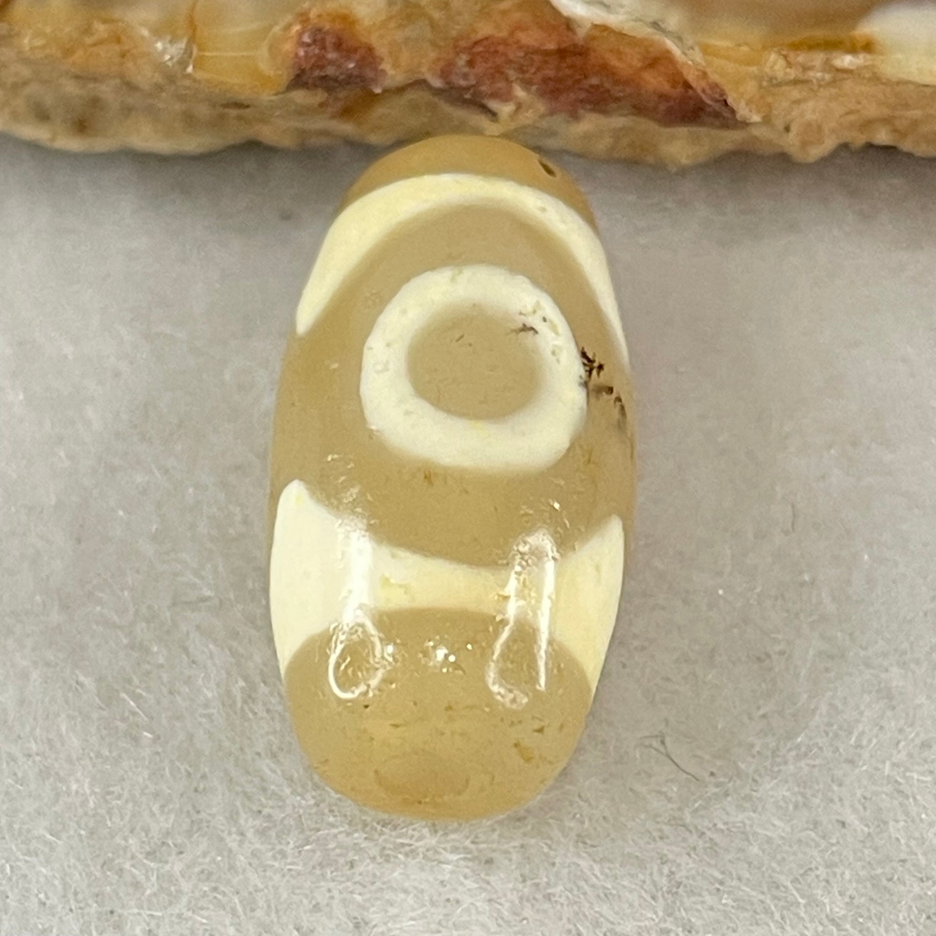 Natural Powerful Tibetan Old Oily Agate 3 Eyes Dzi Bead Heavenly Master (Tian Zhu) 三眼天诛 2.96g 20.0 by 10.1mm - Huangs Jadeite and Jewelry Pte Ltd