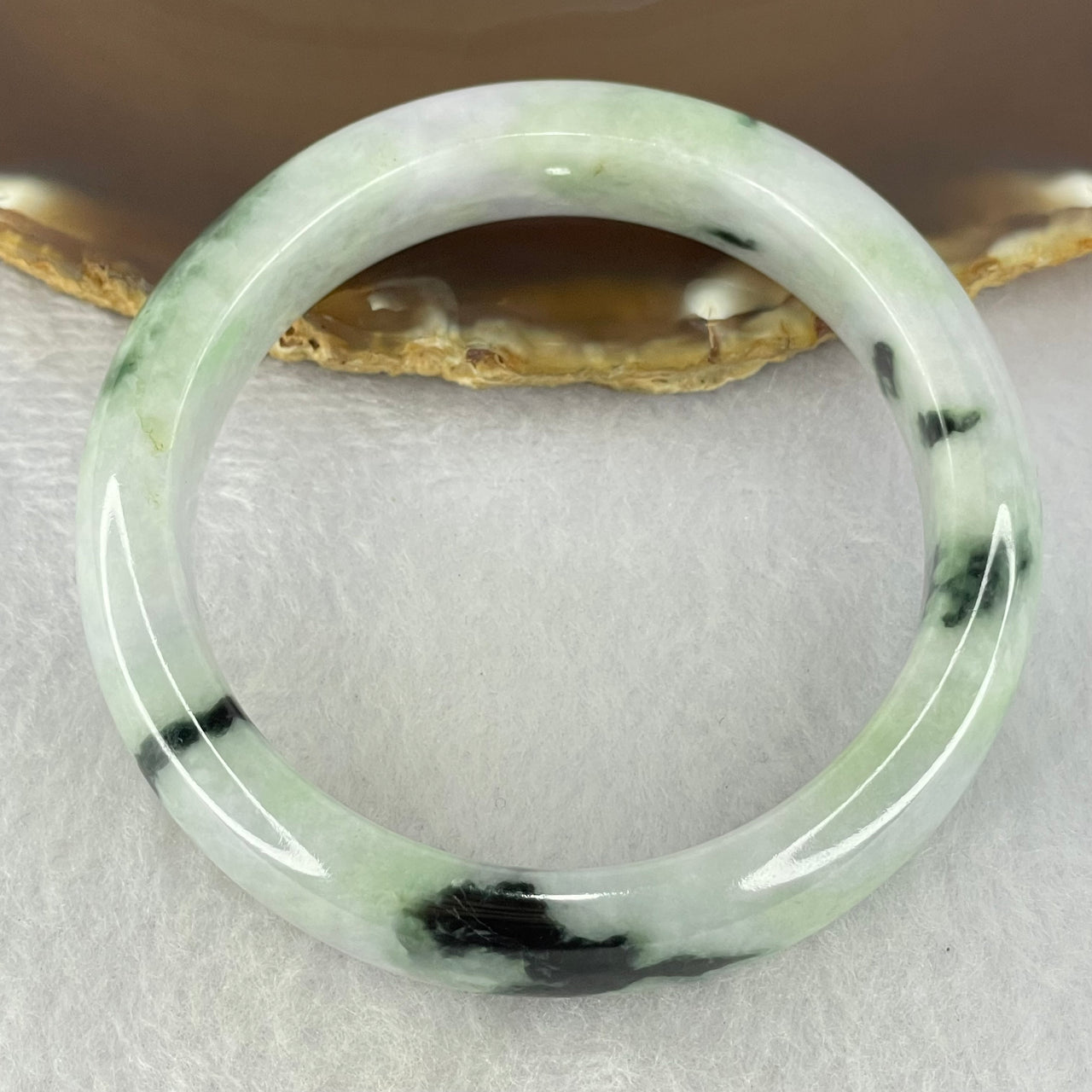 Type A Lavender with Green Piao Hua Jadeite Bangle Internal Diameter 55.4mm 64.10g 14.1 by 8.9mm (Internal Lines) - Huangs Jadeite and Jewelry Pte Ltd