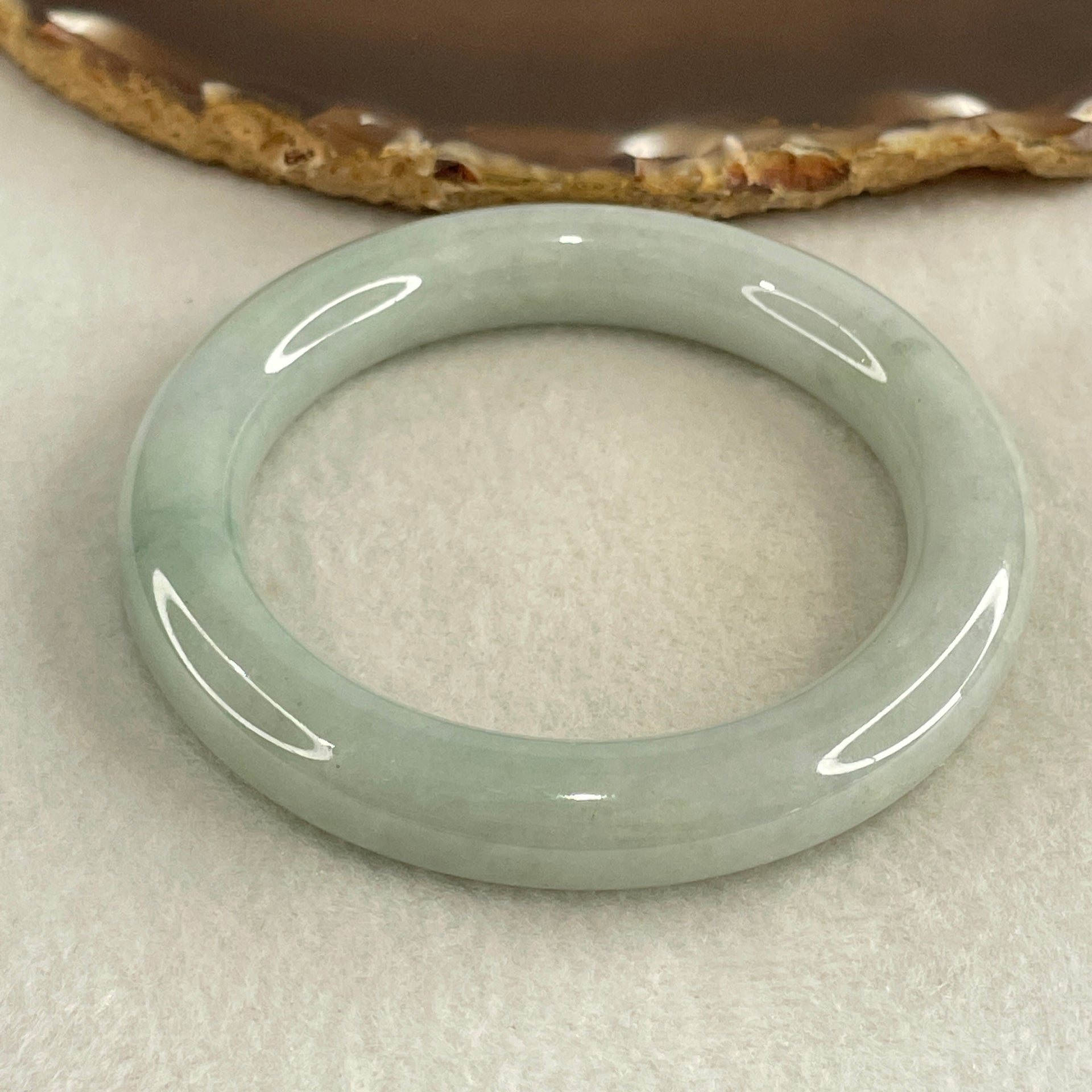 Type A Blueish Green Jadeite Bangle Internal Diameter 55.9mm 68.11g 11.4 by 10.8mm  (Slight Internal Lines) - Huangs Jadeite and Jewelry Pte Ltd