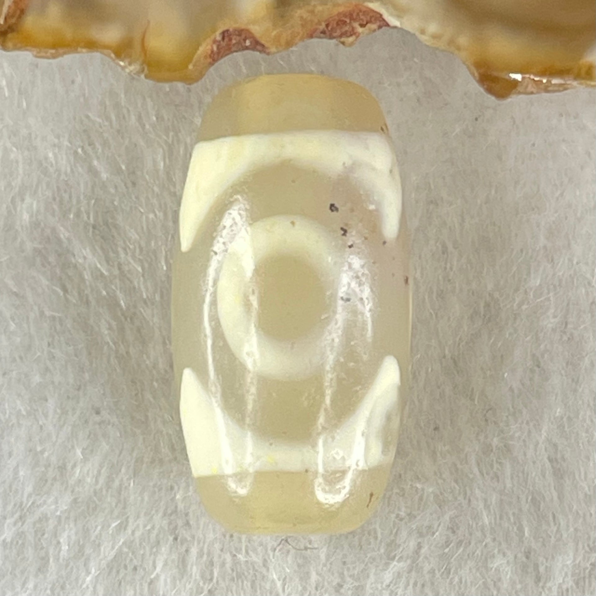 Natural Powerful Tibetan Old Oily Agate 3 Eyes Dzi Bead Heavenly Master (Tian Zhu) 三眼天诛 3.30g 20.1 by 10.6mm - Huangs Jadeite and Jewelry Pte Ltd