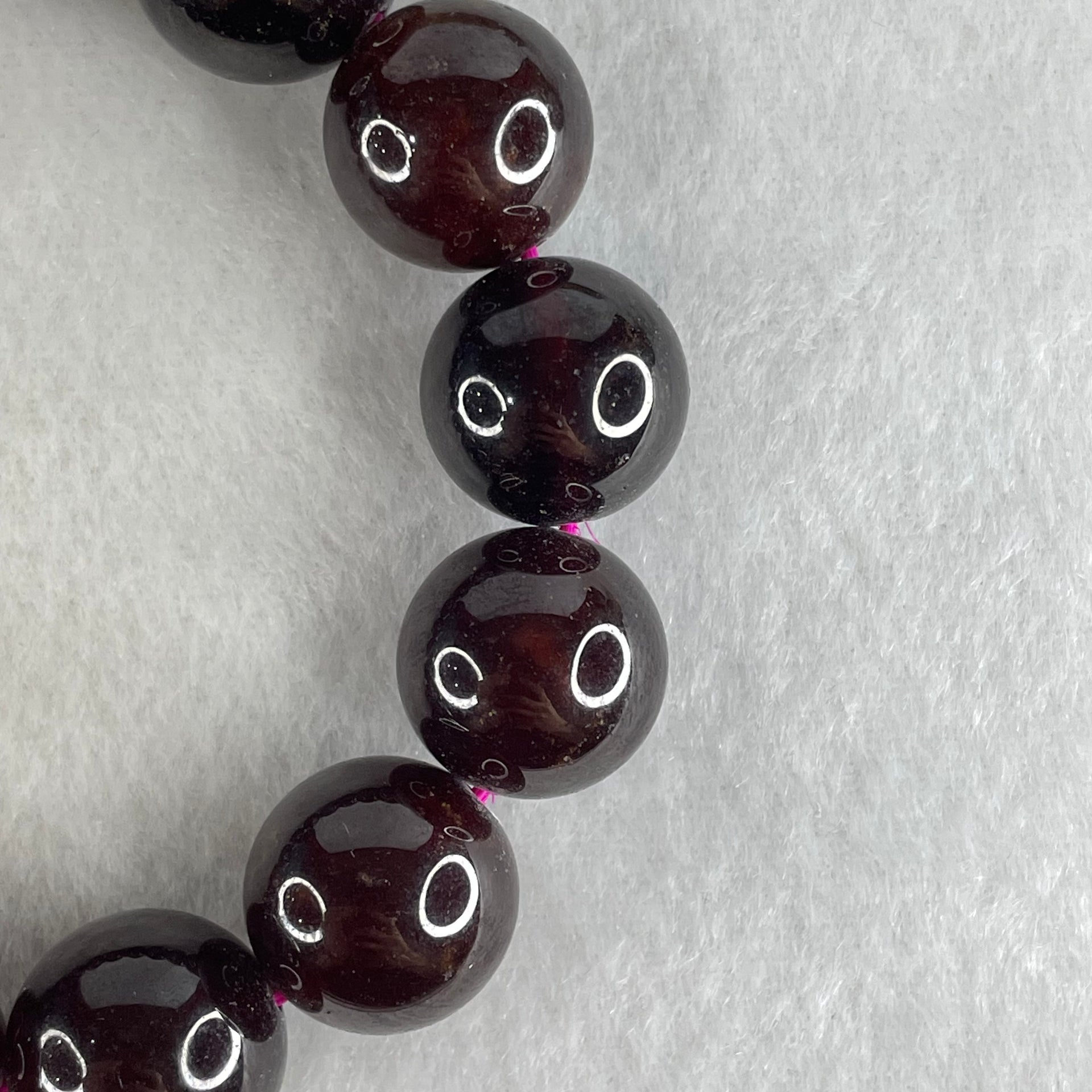 Natural Red Garnet Beads Bracelet 102.52g 17cm 15.8mm 14 Beads (1 Bead External Rough) - Huangs Jadeite and Jewelry Pte Ltd