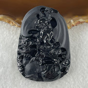 Type A Opaque to Partial Translucent Black Omphacite Jadeite Bat and 3 Legged Toad Pendant 29.98g 51.5 by 36.8 by 8.5mm - Huangs Jadeite and Jewelry Pte Ltd