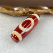 Natural Powerful Tibetan Old Oily Red White Agate One Eye Fire Sign Dzi Bead Heavenly Master (Tian Zhu) 一眼火天珠 10.21g 37.8 by 13.2mm - Huangs Jadeite and Jewelry Pte Ltd