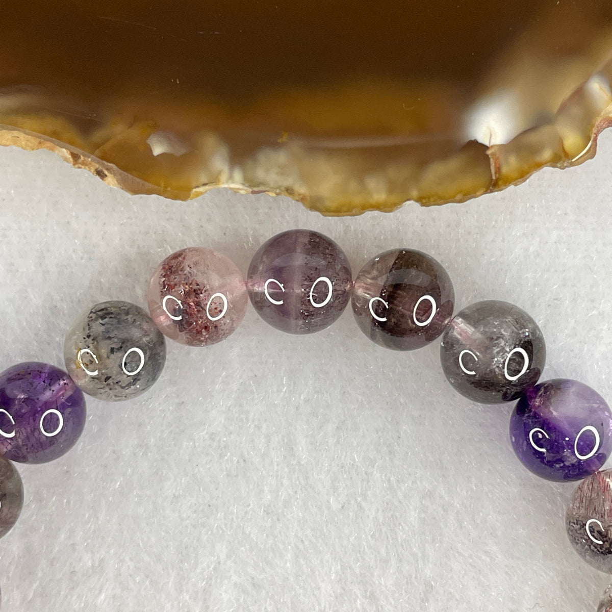 Certified Good Grade Natural Black Super 7 Crystal Beads Bracelet | 15.5cm Strand of 22 Beads 8.8mm (19.65g | Root Grounding, Manifestation & Aura Shield)