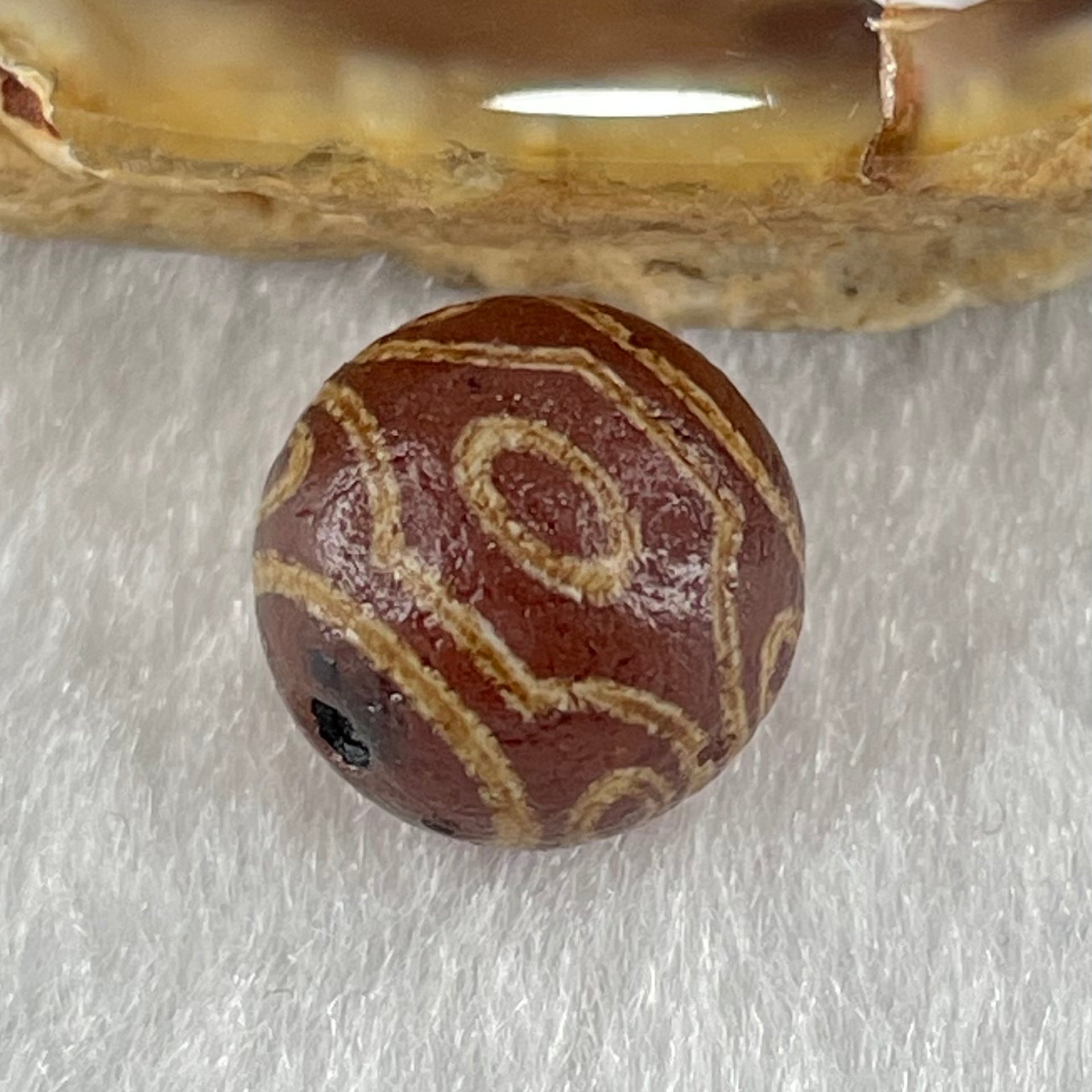 Natural Powerful Tibetan Old Oily Agate 6 Eyes Dzi Bead Heavenly Master (Tian Zhu) 六眼天诛 1.44g 10.0 by 10.4mm - Huangs Jadeite and Jewelry Pte Ltd