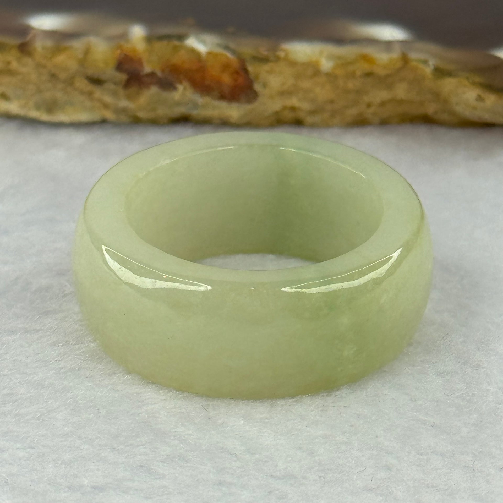 Type A Light Green Jadeite Ring 12.54g 12.1 by 4.1mm US12.5 HK28 - Huangs Jadeite and Jewelry Pte Ltd
