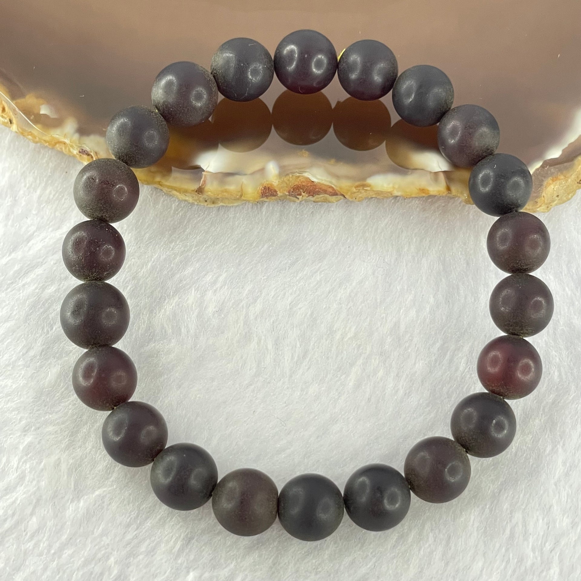 Natural Iron Blood King Amber Beads Bracelet 天然铁血王琥珀手链 9.29g 17cm 9.7mm 22 Beads - Huangs Jadeite and Jewelry Pte Ltd