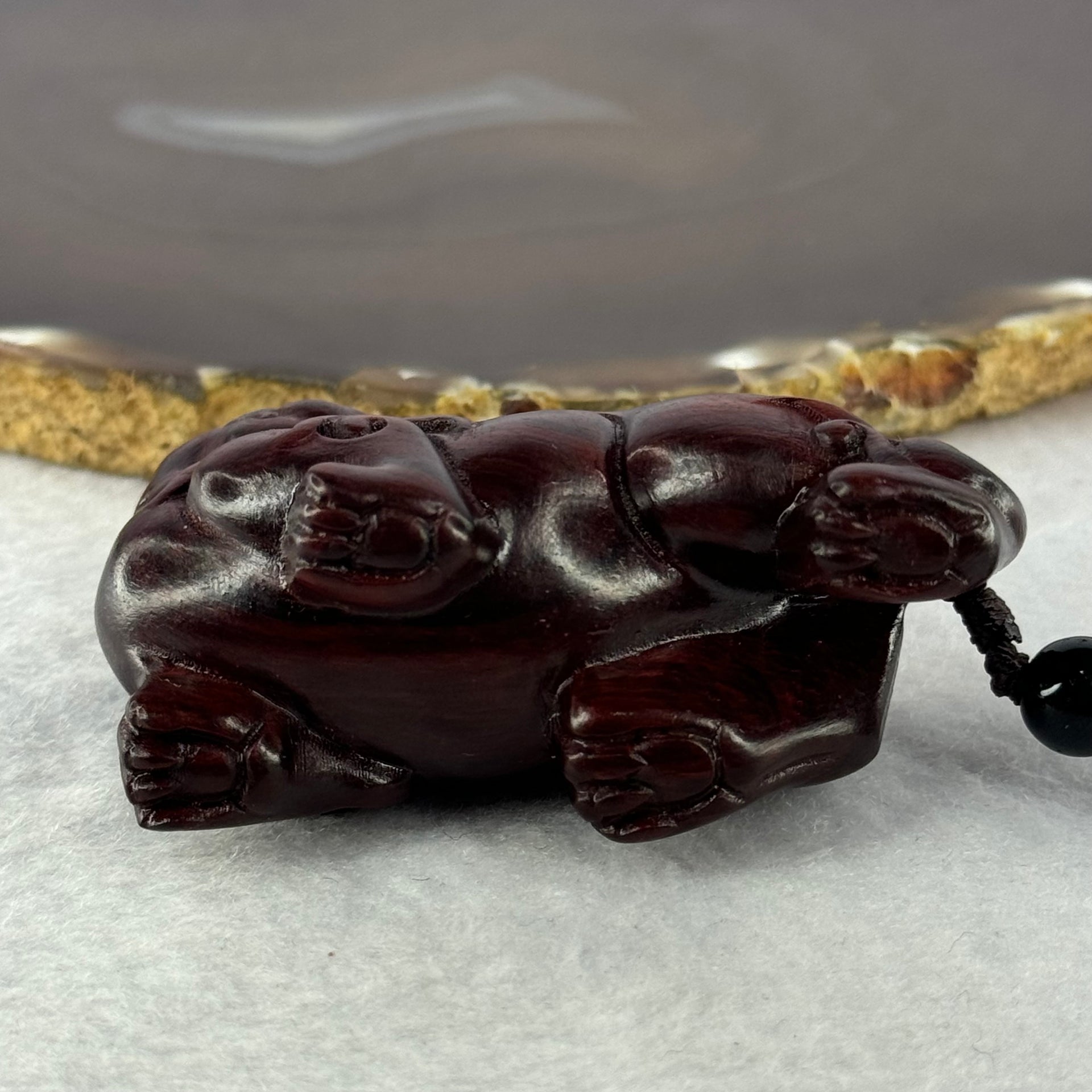 Natural African Rosewood Pixiu Handplay 天然非洲紫檀貔貅手把件 57.66g 64.1 by 27.4 by 43.4mm - Huangs Jadeite and Jewelry Pte Ltd