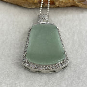 Natural Type A Semi Icy Blueish Green Jadeite Wushipai Necklace in S925 Silver | (17.84g | 42cm S925 | 37.0 x 24.0 x 2.0mm | Unobstructed Peace & Supreme Protection Anchor, Feng Shui Harmony & Executive Calm Necklace) - Huangs Jadeite and Jewelry Pte Ltd