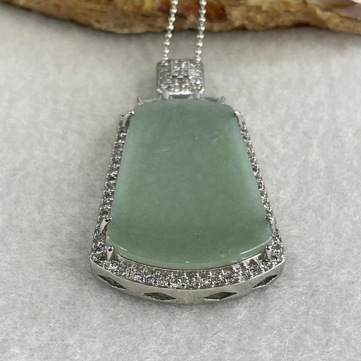 Natural Type A Semi Icy Blueish Green Jadeite Wushipai Necklace in S925 Silver | (17.84g | 42cm S925 | 37.0 x 24.0 x 2.0mm | Unobstructed Peace & Supreme Protection Anchor, Feng Shui Harmony & Executive Calm Necklace) - Huangs Jadeite and Jewelry Pte Ltd