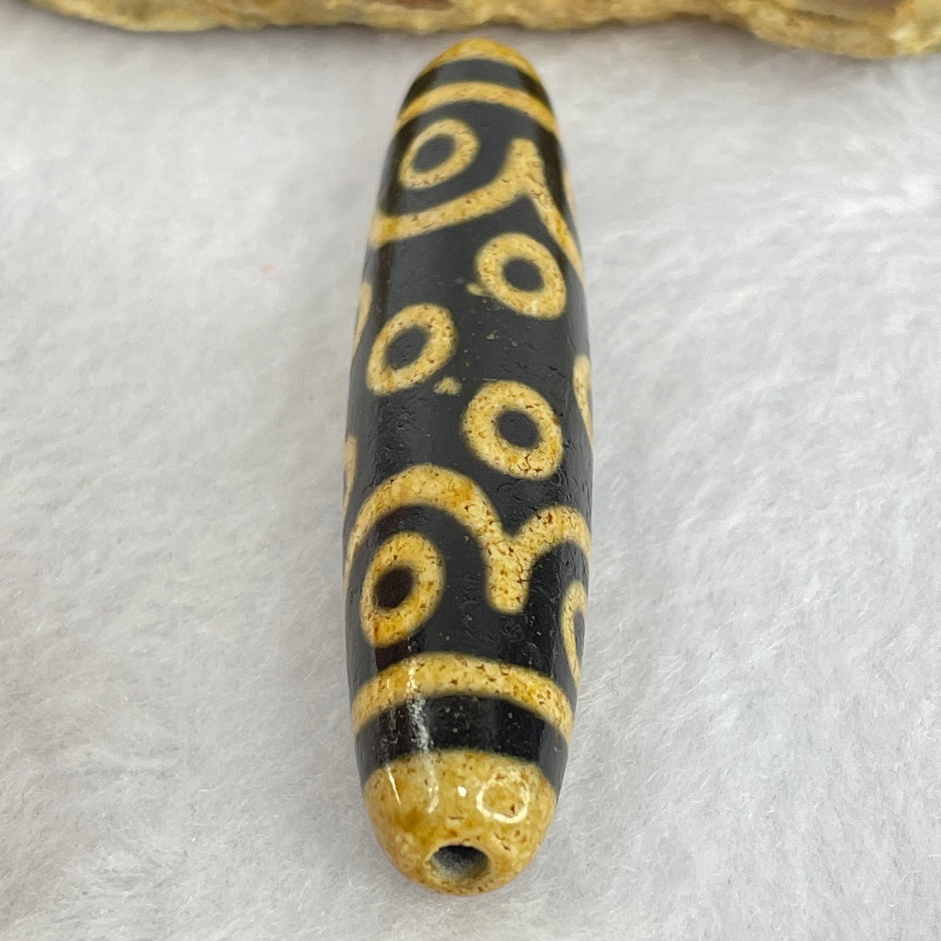 Natural Powerful Tibetan Old Oily Dark and Light Brown Agate 15 Eyes Dzi Bead Heavenly Master (Tian Zhu) 十五眼天诛 14.93g 58.5 by 13.0mm - Huangs Jadeite and Jewelry Pte Ltd