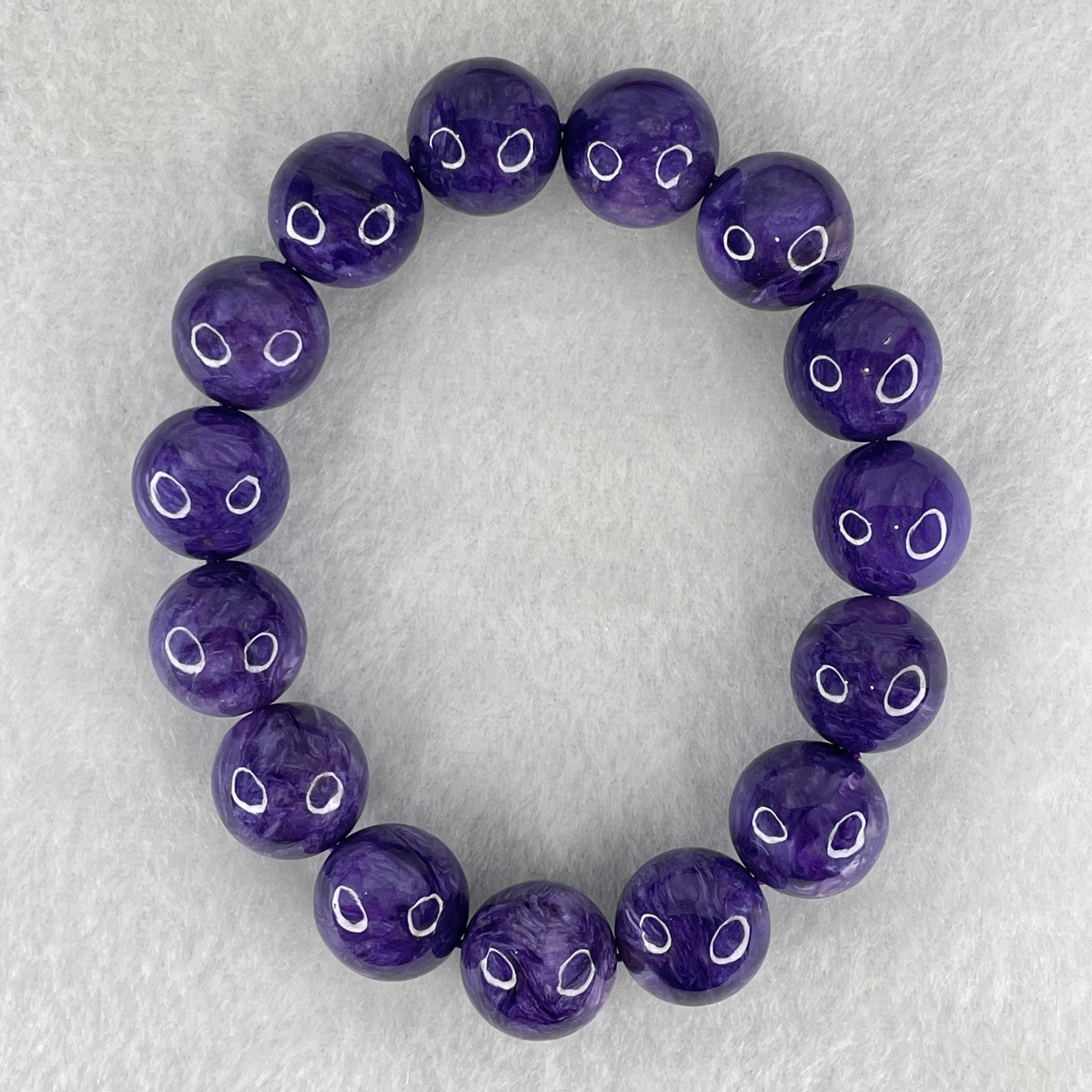 Good Grade Natural Charoite Beads Bracelet 58.817g 18.5cm 14.3mm Beads - Huangs Jadeite and Jewelry Pte Ltd
